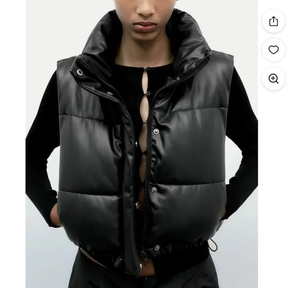 Zara Jackets & Blazers - Zara Black Cropped Vest Puffer Coat Adjustable Drawstring